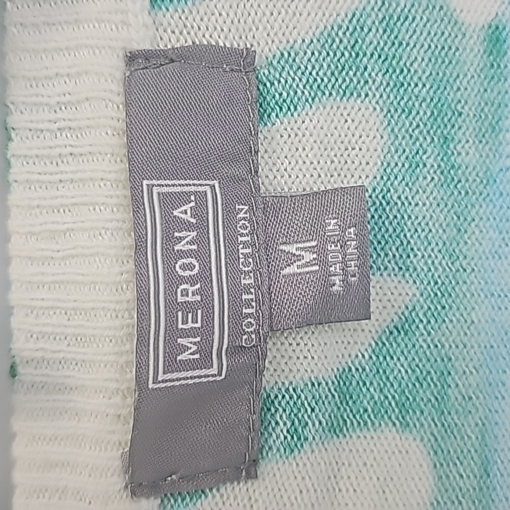 Merona Woman Cardigan, Size Medium, Color turquoise, white, green, brown - Picture 6 of 8